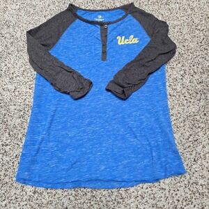 UCLA Womens Button 3/4 Sleeve Blue/grey Tshirt S